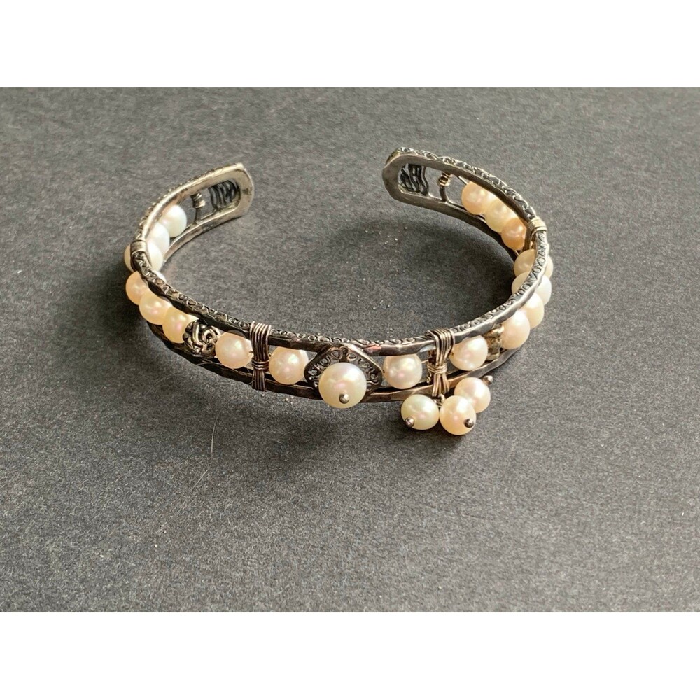 Silpada Retired Sterling Silver & Pearl Cuff Bracelet - Pearls of Wisdom